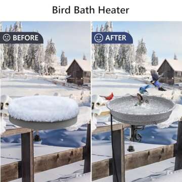 Sunvigor Heated Bird Bath for Outdoors, Deck Mounted 75W Bird Bath Deicer Bird Feeder with Thermostatically Controlled, Bird Bath Bowl for Winter Garden Yard Patio Lawn, with 3.6 Feet Electric Cord