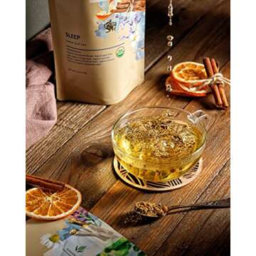 Gardenika Organic Sleep Loose Leaf Tea with Chamomile and Lavender Flowers, Herbal, Caffeine Free, KSA Kosher, Ayurvedic Blend - 4 oz (1 Pack)