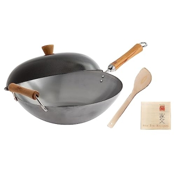 JOYCE CHEN 14-Inch Carbon Steel Wok Set with Lid
