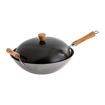 JOYCE CHEN 14-Inch Carbon Steel Wok Set with Lid