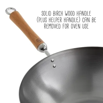 JOYCE CHEN 14-Inch Carbon Steel Wok Set with Lid