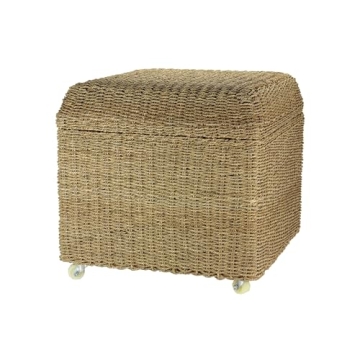 Household Essentials Rolling Seagrass Wicker Storage Seat
