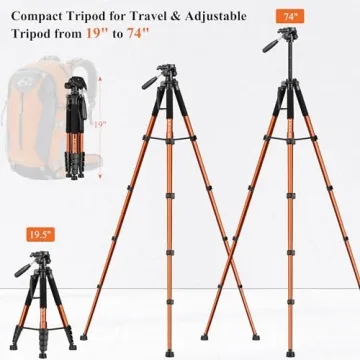 Victiv 74 Inch Camera Tripod for DSLR and Cell Phones