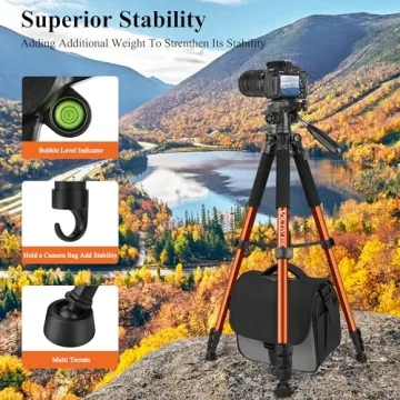 Victiv 74 Inch Camera Tripod for DSLR and Cell Phones