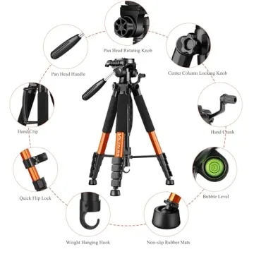 Victiv 74 Inch Camera Tripod for DSLR and Cell Phones
