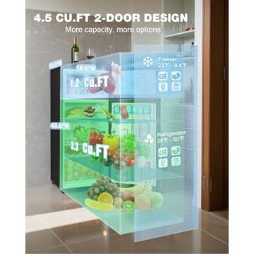 Double Door Mini Fridge with Freezer Ideal for Dorms