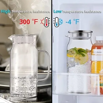 Stylish 68 oz Glass Pitcher with Stainless Steel Lid
