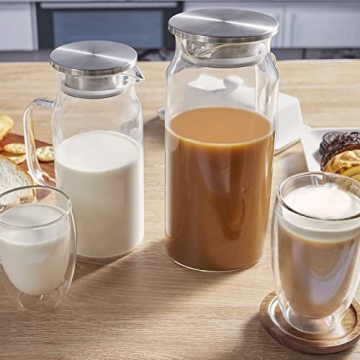 Stylish 68 oz Glass Pitcher with Stainless Steel Lid