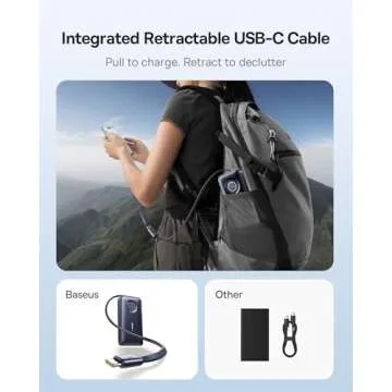 Baseus Enercore Power Bank: 20000mAh Fast Charging with Retractable Cable