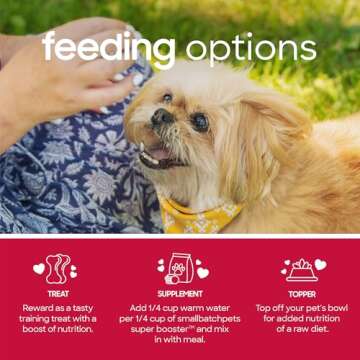 smallbatch Pets Freeze-Dried Super Booster Beef Bites for Dogs & Cats, 7 oz, Made in The USA, Organic Produce, Humanely Sourced Meat, Single Source Protein, Mixer & Topper, with Papaya and Probiotics