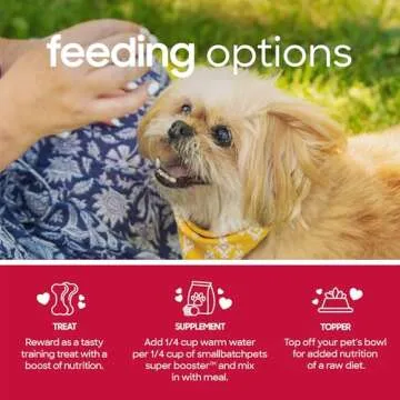 smallbatch Pets Freeze-Dried Super Booster Beef Bites for Dogs & Cats, 7 oz, Made in The USA, Organic Produce, Humanely Sourced Meat, Single Source Protein, Mixer & Topper, with Papaya and Probiotics