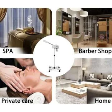 Professional Ozone Facial Steamer with Hot Mist Function, Stand Facial Steamer On Wheels, Height Adjustable & 360° Rotatable Nozzle, Use at Home & Salon SPA