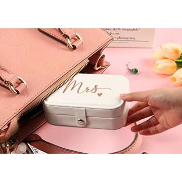 Mrs Travel Jewelry Box Gift-Plush Velvet Trinkets Storage Organizer Case-Miss to Mrs Gift-Wedding Gi...