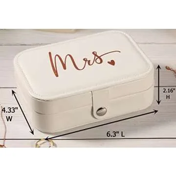 Mrs Travel Jewelry Box Gift-Plush Velvet Trinkets Storage Organizer Case-Miss to Mrs Gift-Wedding Gift for Bride-Mrs Gift-Bridal Shower Gift for Bride-Bachelorette Party Gift for Bride-Rose Golden