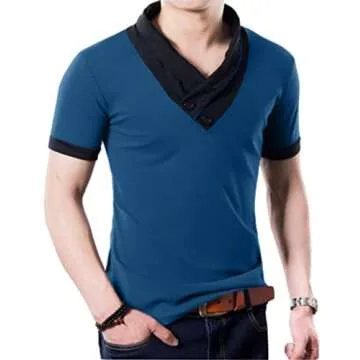 YTD Men's Stylish V-Neck Cotton Casual Tee for Comfort