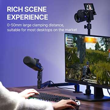 ULANZI LS26 Low Profile Microphone Arm - 360° Rotatable Desk Mount for Streaming and Podcasting