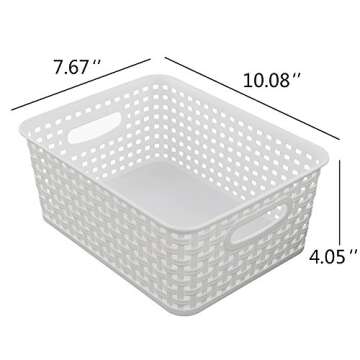Lesbin White Plastic Weave Baskets, 4-Pack