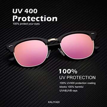 KALIYADI Polarized Sunglasses for Men and Women Semi-Rimless Frame Driving Sun glasses UV Blocking