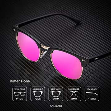 KALIYADI Polarized Sunglasses for Men and Women Semi-Rimless Frame Driving Sun glasses UV Blocking