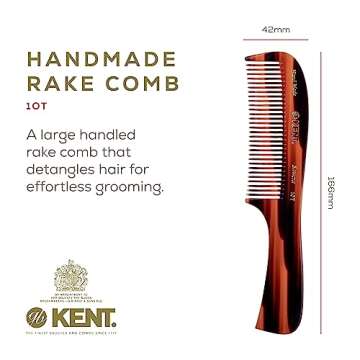 Kent Hand Made 8 Inch Wet/Thick Coarse Hair Rake Comb - 10T