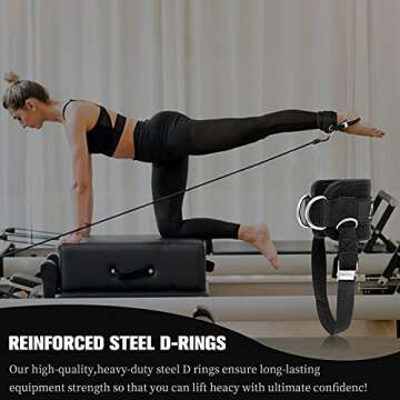 KIAA ZUIN Ankle Straps for Cable Machines Pair,Adjustable Ankle Buckle Suitable for Men and Women, Abdominal MusclesLeg and Glute Abductors Strength Training, Ankle Strap Accessories with Rope, Black