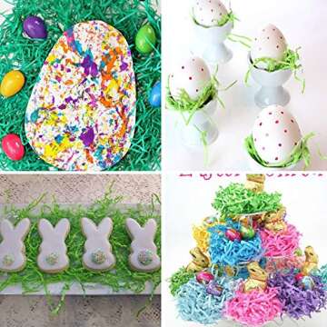 Supla 300g (10.6 oz) 6 Colors Shredded Paper Easter Grass Bag Basket Grass Filler Stuffers Paper Shreds Grass in Hot Pink Yellow Dark Green Light Green Sky Blue Lavender for Easter Egg Hun