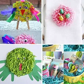 Supla 300g (10.6 oz) 6 Colors Shredded Paper Easter Grass Bag Basket Grass Filler Stuffers Paper Shreds Grass in Hot Pink Yellow Dark Green Light Green Sky Blue Lavender for Easter Egg Hun