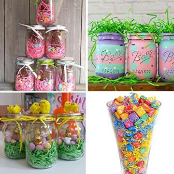 Supla 300g (10.6 oz) 6 Colors Shredded Paper Easter Grass Bag Basket Grass Filler Stuffers Paper Shreds Grass in Hot Pink Yellow Dark Green Light Green Sky Blue Lavender for Easter Egg Hun