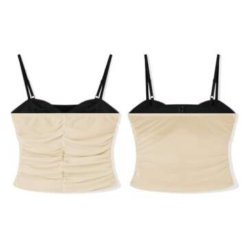 Women's Spaghetti Strap Tank Top Sexy Camisole Lace Trim Backless Cami Bustier Shirt Y2K Summer Going Out Tops (US, Alpha, Medium, Regular, Regular, A Beige)