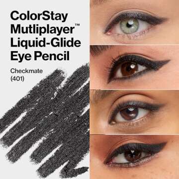 REVLON ColorStay Multiplayer Liquid-Glide Eye Pencil, Multi-Use Makeup With Blending Brush, Blends Then Sets, Creamy Texture, Waterproof, Smudge-proof, Longwearing, 401 Checkmate, 0.03 Oz