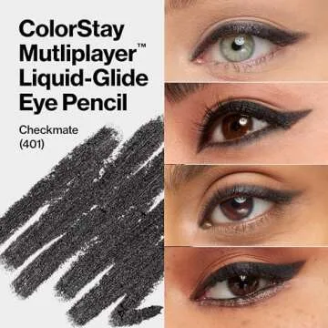 REVLON ColorStay Multiplayer Liquid-Glide Eye Pencil, Multi-Use Makeup With Blending Brush, Blends Then Sets, Creamy Texture, Waterproof, Smudge-proof, Longwearing, 401 Checkmate, 0.03 Oz