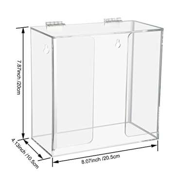 SEANADO Face Mask Dispenser Box Acrylic Glove Holder Hygiene Station with Lid for Disposable Emesis Bag, Shoe Cover and Hairnet，Wall Mount Holes or Tabletop Holder