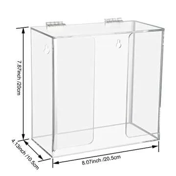 SEANADO Face Mask Dispenser Box Acrylic Glove Holder Hygiene Station with Lid for Disposable Emesis Bag, Shoe Cover and Hairnet，Wall Mount Holes or Tabletop Holder