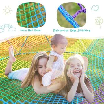 Hapfan Climbing Dome with Climbing Cargo Net, 10 ft Dome Jungle Gym with Hammock for Kids Outdoor Pl...