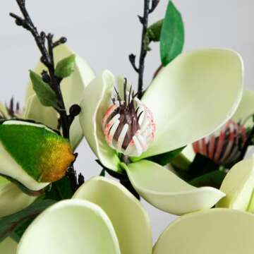 Lifelike Nearly Natural Magnolia Arrangement with Vase
