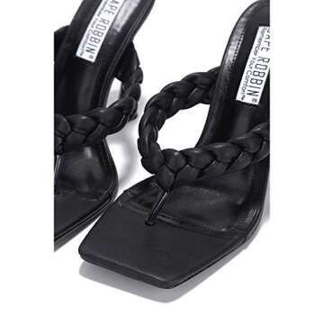 Cape Robbin Tibi Black Thong Flip Flop Mules Open Toe High Heel Pumps Sandals (Black, 10)