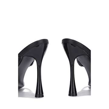 Cape Robbin Tibi Black Thong Flip Flop Mules Open Toe High Heel Pumps Sandals (Black, 10)