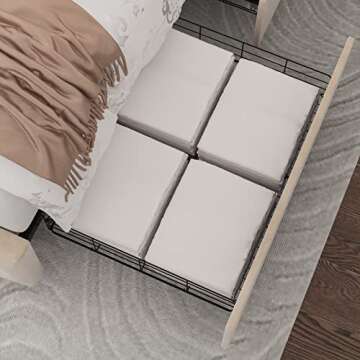 King Bed Frame with Storage and Adjustable Headboard, Bed Frame with 4 Drawers and Wooden Slats Support, No Box Spring Needed (Velvet Beige, King (U.S. Standard))