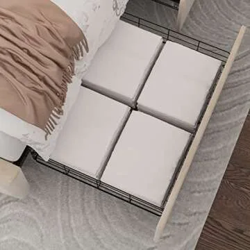 King Bed Frame with Storage and Adjustable Headboard, Bed Frame with 4 Drawers and Wooden Slats Support, No Box Spring Needed (Velvet Beige, King (U.S. Standard))