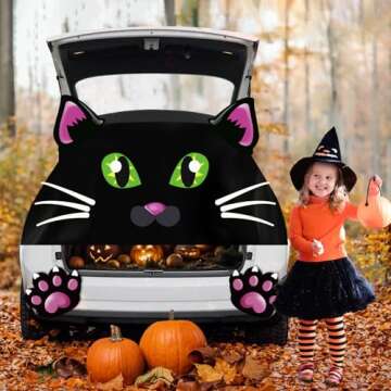 Digi4U Trunk or Treat Car Decorations Kit, Halloween Car Decorations for SUV, Halloween Cute Cat Decor for Garage Door Entryway Archway
