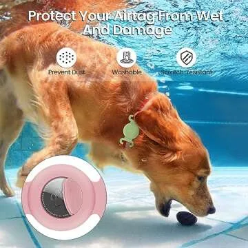 Airtag Dog Collar Holder Waterproof (2 Pack) Silicone Protective Air Tag Collar Cover, Anti-Lost Locator Case for Apple Airtags Compatible with Pet Collars Loop Dog Cat Pet Accessories (S: 0.4"-0.6")