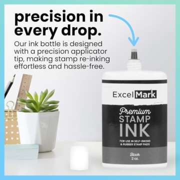 ExcelMark Self Inking Stamp Refill Ink - 2 oz. - Black Ink