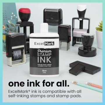 ExcelMark Self Inking Stamp Refill Ink - 2 oz. - Black Ink
