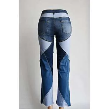 Yimulli Women High Waist Patch Jeans for Stylish Comfort