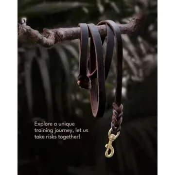 FAIRWIN Braided Leather Dog Training Leash 6 Foot - Dog Leather Leashes Heavy Duty for Large Medium Dogs (Brown, L:3/4" x 6ft)