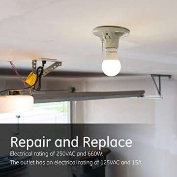 UltraPro Porcelain Lampholder with Outlet and Pull Chain, 2 Pack