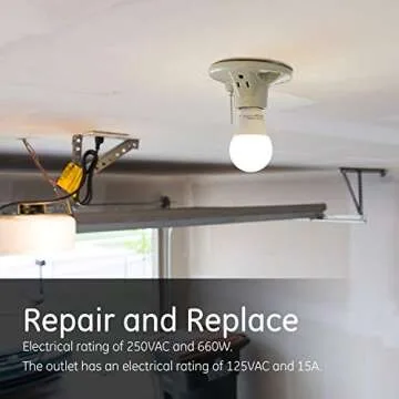 UltraPro Porcelain Lampholder with Outlet and Pull Chain, 2 Pack