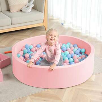 TRENDBOX Extra Large Soft Foam Ball Pit 51.2" x 11.8" (NO Balls) in Large Sponge Round Ball Pool Indoor Round Ball Pits Children Toddler Playpen - Light Pink
