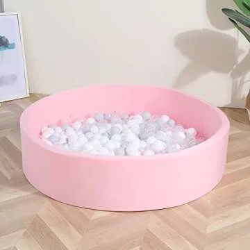 TRENDBOX Extra Large Soft Foam Ball Pit 51.2" x 11.8" (NO Balls) in Large Sponge Round Ball Pool Indoor Round Ball Pits Children Toddler Playpen - Light Pink