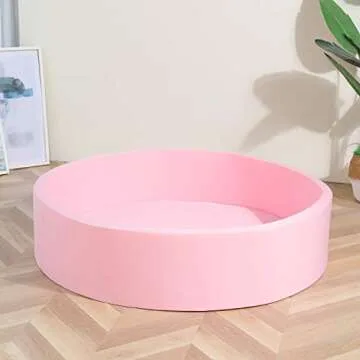 TRENDBOX Extra Large Soft Foam Ball Pit 51.2" x 11.8" (NO Balls) in Large Sponge Round Ball Pool Indoor Round Ball Pits Children Toddler Playpen - Light Pink
